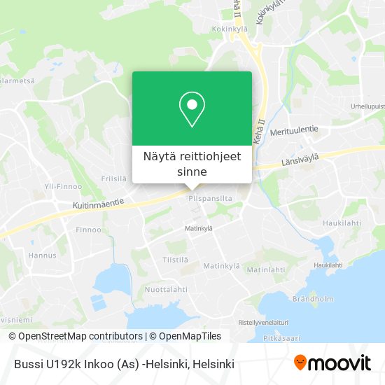 Bussi U192k Inkoo (As) -Helsinki kartta