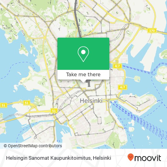 Helsingin Sanomat Kaupunkitoimitus kartta