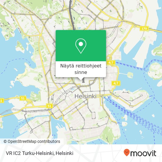 VR  IC2 Turku-Helsinki kartta