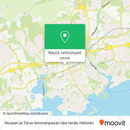 Roopen ja Tarun lemmenpesän  täni-terde kartta