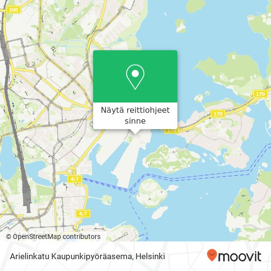 Arielinkatu Kaupunkipyöräasema kartta