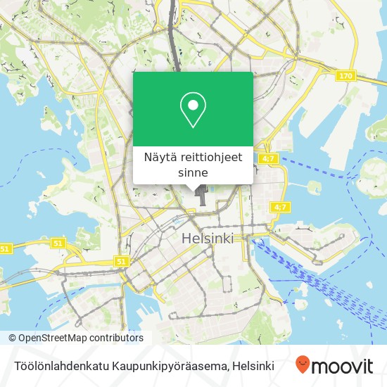 Töölönlahdenkatu Kaupunkipyöräasema kartta