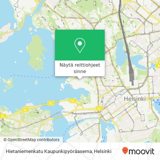 Hietaniemenkatu Kaupunkipyöräasema kartta