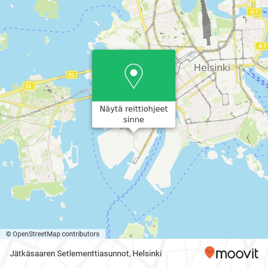 Jätkäsaaren Setlementtiasunnot kartta