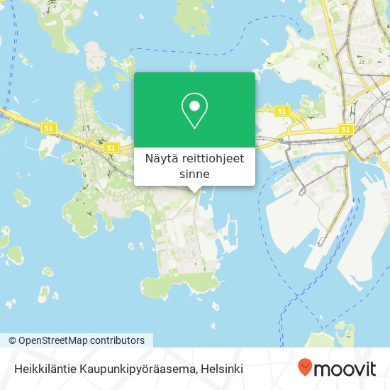 Heikkiläntie Kaupunkipyöräasema kartta