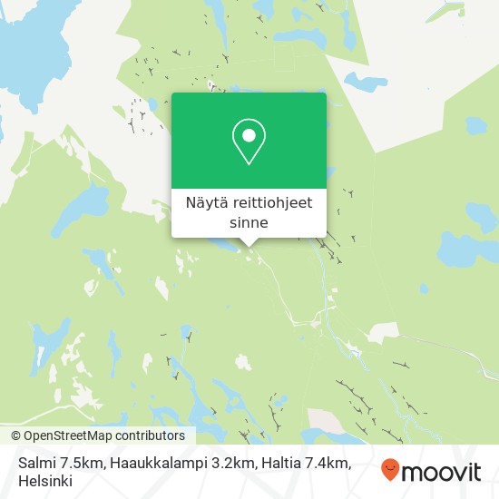 Salmi 7.5km, Haaukkalampi 3.2km, Haltia 7.4km kartta