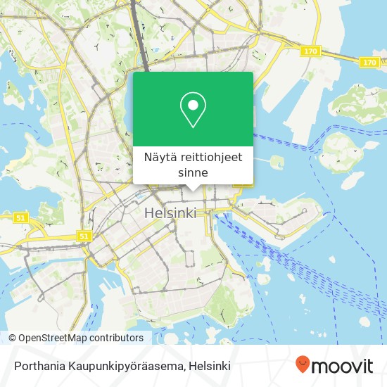 Porthania Kaupunkipyöräasema kartta