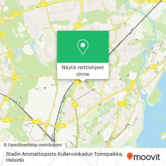 Stadin Ammattiopisto Kullervonkadun Toimipaikka kartta