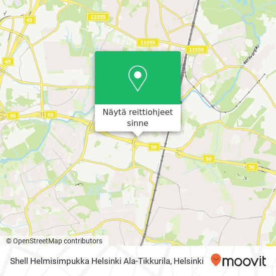 Shell Helmisimpukka Helsinki Ala-Tikkurila kartta