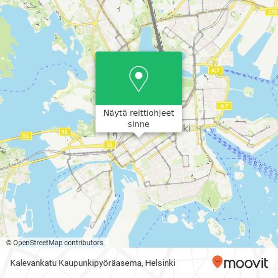 Kalevankatu Kaupunkipyöräasema kartta