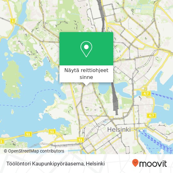 Töölöntori Kaupunkipyöräasema kartta