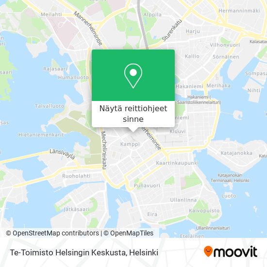 Kuinka päästä kohteeseen Te-Toimisto Helsingin Keskusta paikassa Helsinki  kulkuvälineellä Bussi, Juna, Metro tai Raitiovaunu?