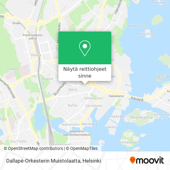 Dallapé-Orkesterin Muistolaatta kartta