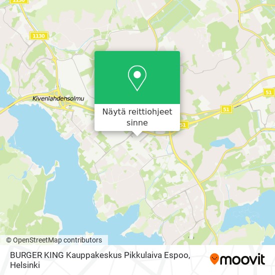 BURGER KING Kauppakeskus Pikkulaiva Espoo kartta