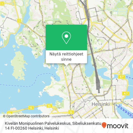 Kivelän Monipuolinen Palvelukeskus, Sibeliuksenkatu 14 FI-00260 Helsinki kartta