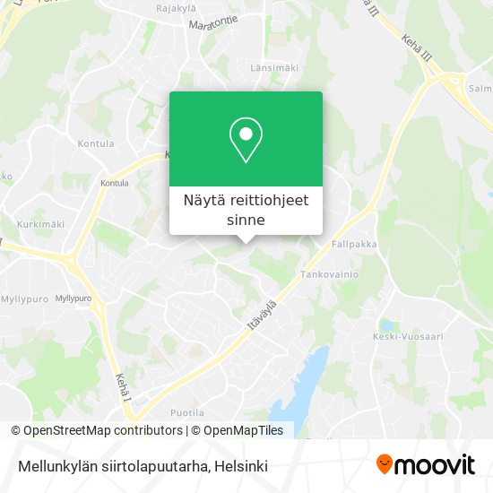 Mellunkylän siirtolapuutarha kartta