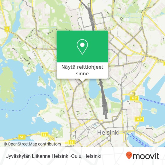 Jyväskylän Liikenne Helsinki-Oulu kartta