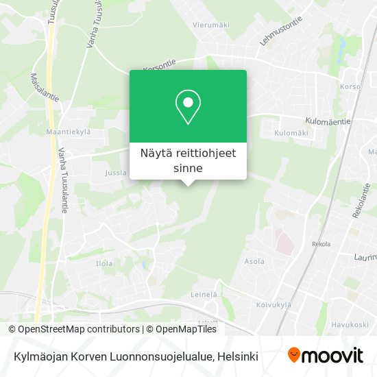 Kylmäojan Korven Luonnonsuojelualue kartta