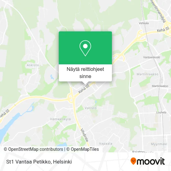 St1 Vantaa Petikko kartta