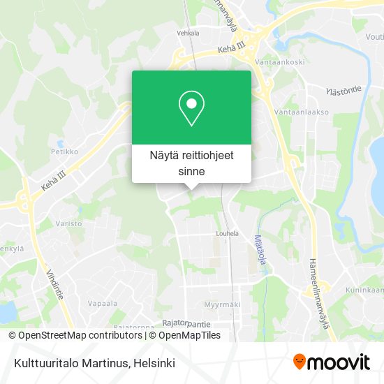 Kuinka päästä kohteeseen Kulttuuritalo Martinus paikassa Vantaa  kulkuvälineellä Bussi tai Juna?