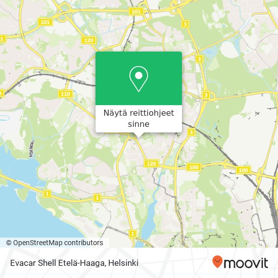 Evacar Shell Etelä-Haaga kartta