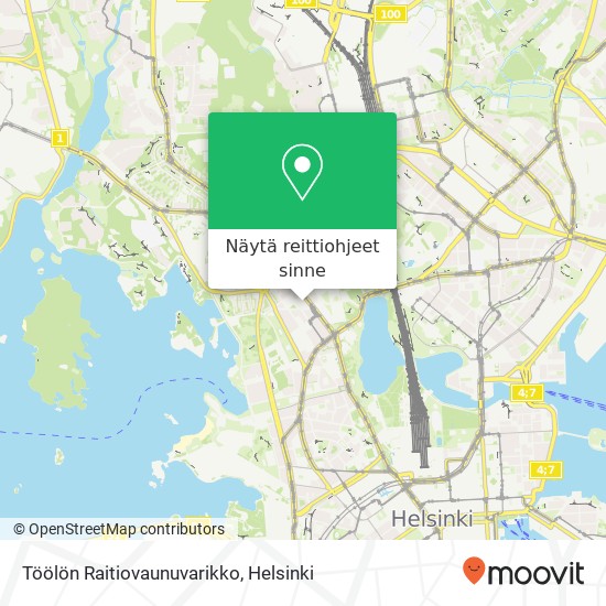 Töölön Raitiovaunuvarikko kartta