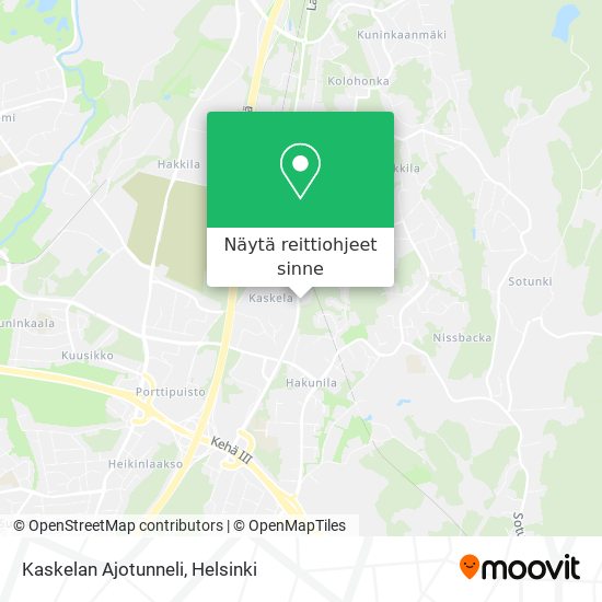 Kaskelan Ajotunneli kartta