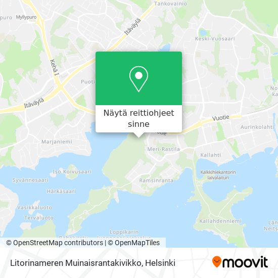 Litorinameren Muinaisrantakivikko kartta