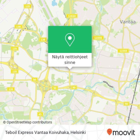 Teboil Express Vantaa Koivuhaka kartta