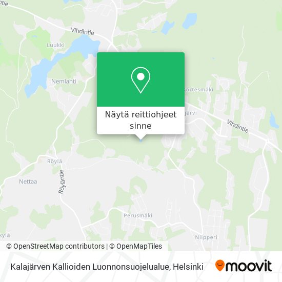 Kalajärven Kallioiden Luonnonsuojelualue kartta
