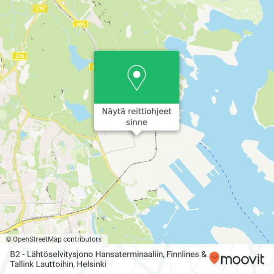 B2 - Lähtöselvitysjono Hansaterminaaliin, Finnlines & Tallink Lauttoihin kartta