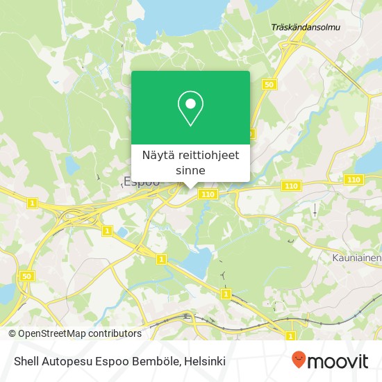 Shell Autopesu Espoo Bemböle kartta