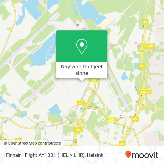 Finnair - Flight AY1331 (HEL > LHR) kartta
