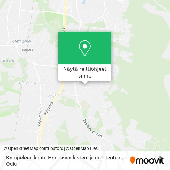 Kempeleen kunta Honkasen lasten- ja nuortentalo kartta