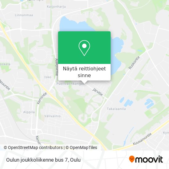 Oulun joukkoliikenne bus 7 kartta