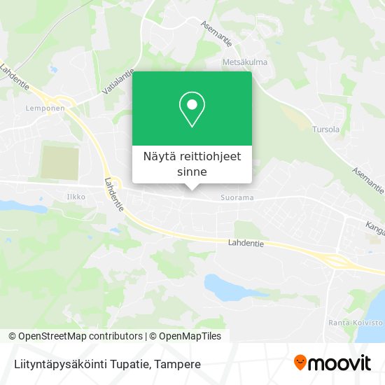 Liityntäpysäköinti Tupatie kartta