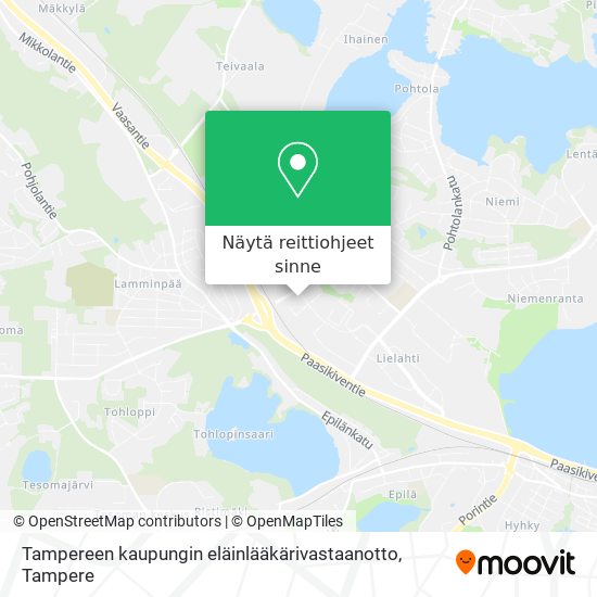 Tampereen kaupungin eläinlääkärivastaanotto kartta