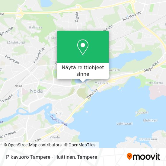 Pikavuoro Tampere - Huittinen kartta