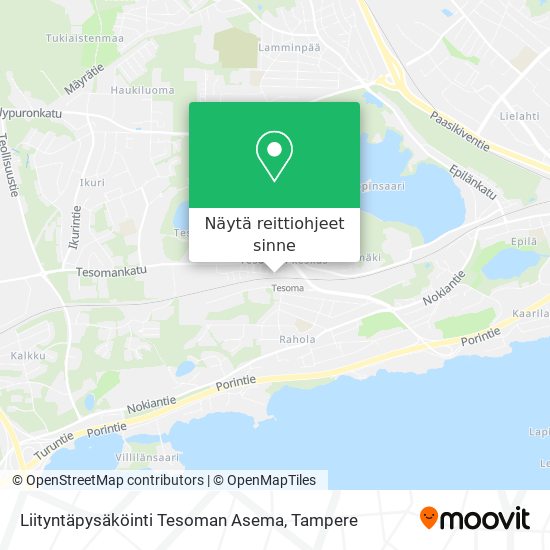 Liityntäpysäköinti Tesoman Asema kartta