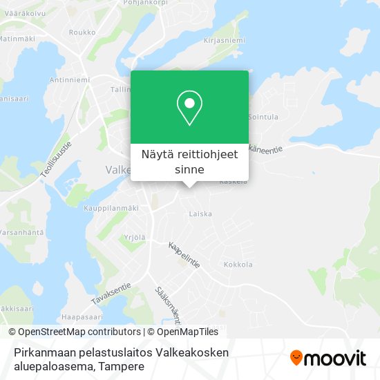 Pirkanmaan pelastuslaitos Valkeakosken aluepaloasema kartta