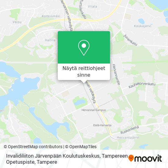 Invalidiliiton Järvenpään Koulutuskeskus, Tampereen Opetuspiste kartta