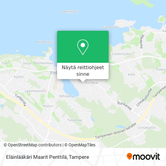Eläinlääkäri Maarit Penttilä kartta