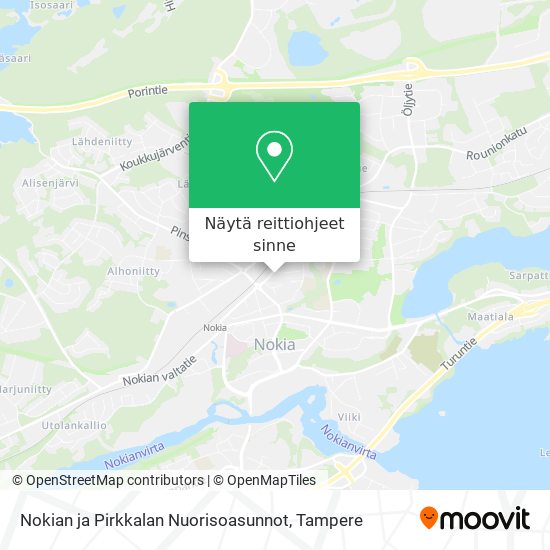 Nokian ja Pirkkalan Nuorisoasunnot kartta