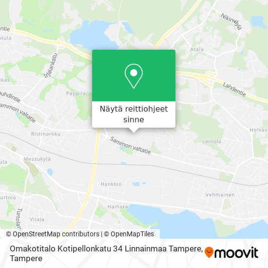 Omakotitalo Kotipellonkatu 34 Linnainmaa Tampere kartta