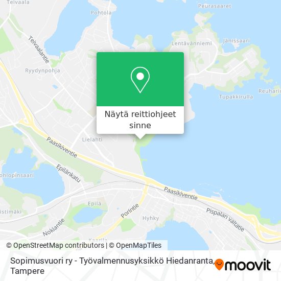 Sopimusvuori ry - Työvalmennusyksikkö Hiedanranta kartta