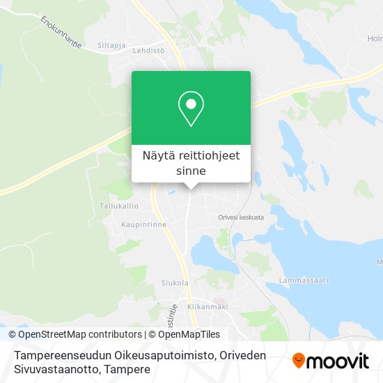 Tampereenseudun Oikeusaputoimisto, Oriveden Sivuvastaanotto kartta