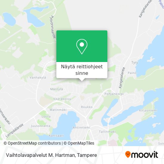 Vaihtolavapalvelut M. Hartman kartta
