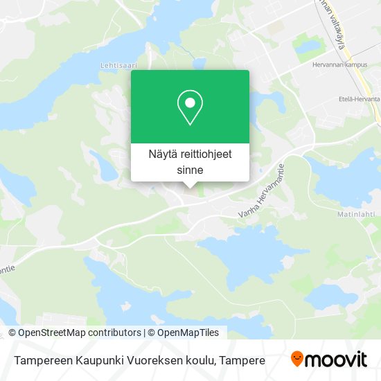 Tampereen Kaupunki Vuoreksen koulu kartta