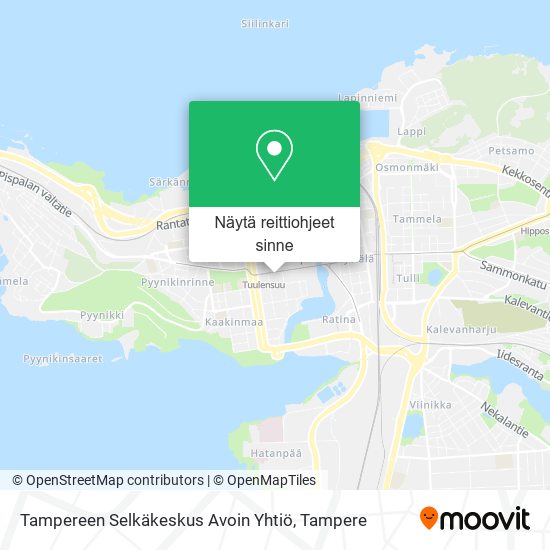 Tampereen Selkäkeskus Avoin Yhtiö kartta