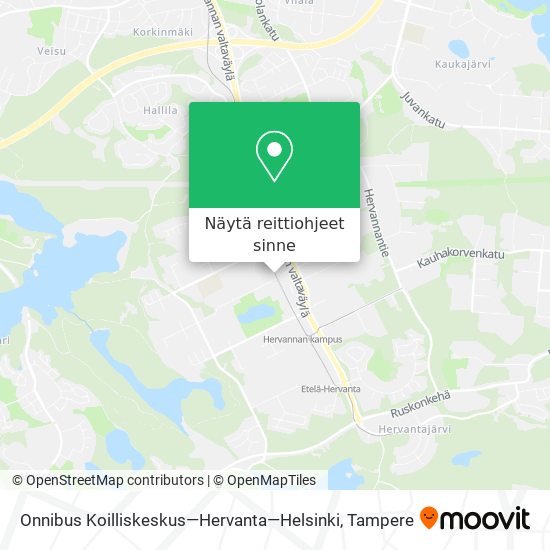 Onnibus Koilliskeskus—Hervanta—Helsinki kartta